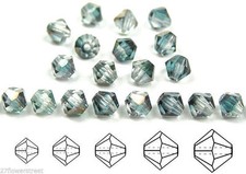 Czech Bicone Crystal Beads Crystal Mint Shimmer Luster coated Rondelle Diamond