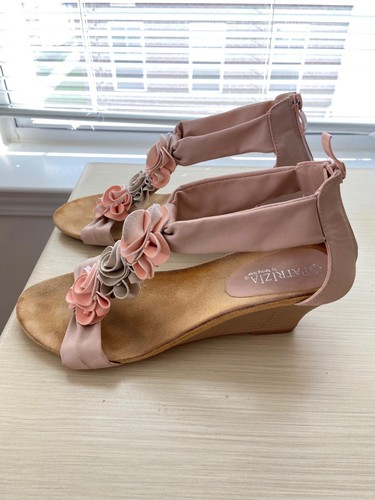 Patrizia Pepe rosa beige Keilsandalen Damen Gr. 40 9 9,5 mit Reißverschluss feminin - Bild 4 von 6