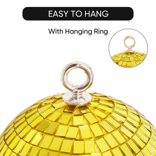Mirror Disco Ball Decor, 6 inch Stage Mirror Balls Gold Disco Ball Ornaments - Picture 2 of 5