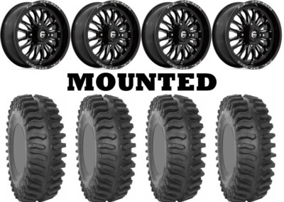 Kit 4 System 3 XT400 Tires 40x9.5-24 on Fuel Arc Black Wheels HP1K