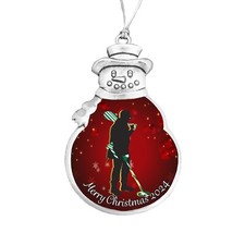 Metal Detecting 2024 Snowman Merry Christmas Silver Metal Ornament Gift Treasure
