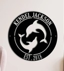 Personalized Dolphins Metal name sign Outdoor Decor Gift Patio Pool Sign Wallart