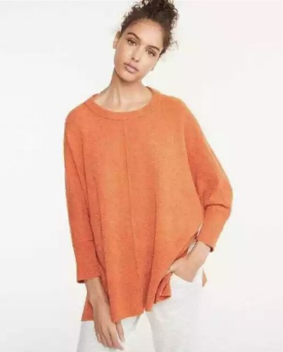 Lou & Grey LOFT Fuzzy Oversized Burnt Orange Poncho Swing Sweater S/XS Autumn - Picture 1 of 5