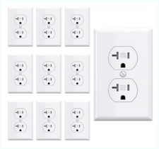  10 Count White Duplex Receptacle Wallplate Outlet Covers Wall Plate Free Ship