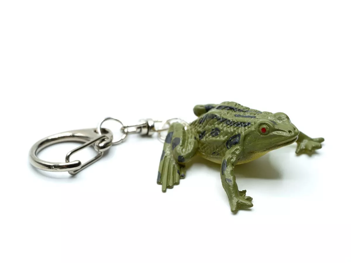 Frog Keychain Charm Key Ring Toad Frogs Olivgrün-schwarz