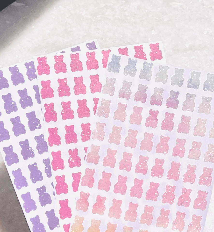 ¡Hoja de pegatinas de oso de goma brillante! - 0,4 a 1 pulgada Foto 3 de 4