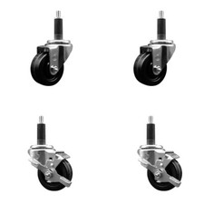 3 Inch Phenolic Wheel Swivel 1 Inch Expand Stem Caster Set 2 Brakes SCC