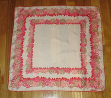 Vintage Burmel Pink Red White Floral 100 Silk Scarf 22" Rolled Hems
