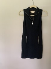 Michael Kors Black Front Zip Details Sleeveless Sheath Dress Size 2