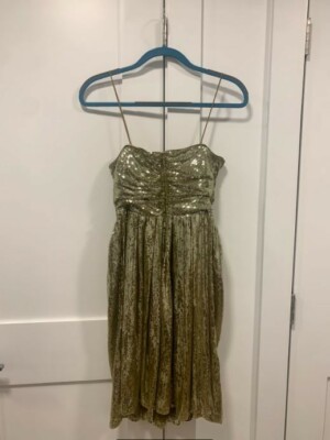 gold mid length dress Metallic Gold Sculpted Mini Dress 0 / Gold Multi