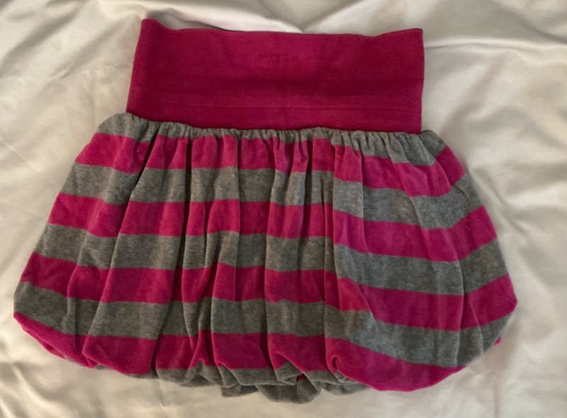 Vintage GAP  Kids Pink  and Gray Striped Soft Cotton Bubble Skirt ~ XL (12)