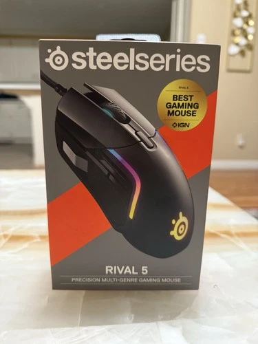 SteelSeries Rival 5 Wired RGB Optical Gaming Mouse Matte Black- New Unopened Box
