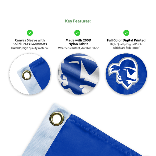 Drapeau universitaire AGAS Seton Hall 3 x 5 pieds NCAA pirates SHU nylon drapeau extérieur - Photo 5/9