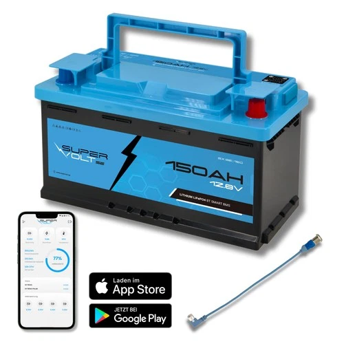 Supervolt SE LiFePO₄ 12,8V 150Ah Lithium Batterie – Smart BMS & Bluetooth