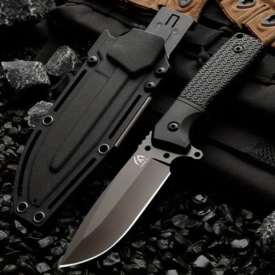 High Quality Huang Fu 440C Steel 4.33'' Blade with Black Handle and Black Sheath