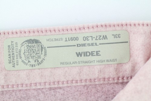Pantalones de mezclilla DIESEL Widee 0091T MUJER W27 L30 acampanados rosas elásticos rectos - Imagen 7 de 12
