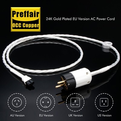 Preffair OCC Copper Silver Plated HiFi US/EU Power Cable IEC C7 PTFE Insulation
