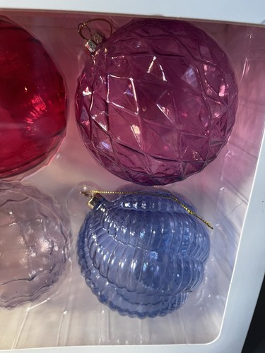 Dabney Lee Holiday Handcrafted Pastel Glass Ornaments Pink Purple Fuchsia - Picture 4 of 13