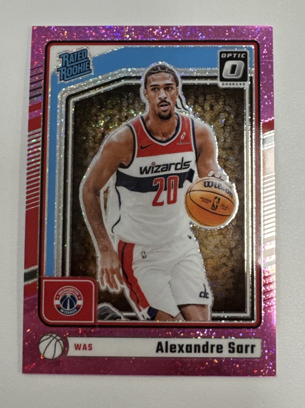 2024-25 Donruss Optic Alexandre Sarr Pink Glitter Prizm RC #276 (#143/275) WAS