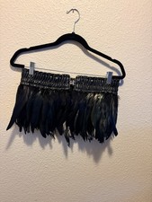 Feathered Cape Black Green with Peacock Feathers 1920s 1930s Costume Accessory