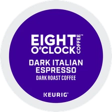 Eight O'Clock Coffee Dark Italian Espresso Roast KCup Pods, Dark Roast, 24 Count