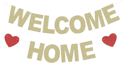 Welcome Home Banner Glitter Paper Sign for Housewarming Homecoming Party Decorai