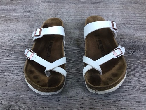 Birkenstock Mayari White Birkibuc Comfort Thong Sandal Women's Size 39 EU 8 US - Picture 8 of 12