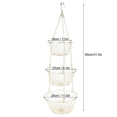 Multifunction 3 Tier Removable Hanging Fruit Baskets Vegetable Storage Organ SET