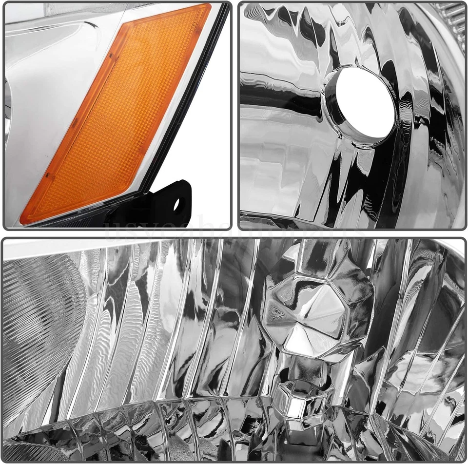 For 2003-2007 Honda Accord Headlight Assembly Headlamp Pair Chrome RH+LH - Image 4 of 4