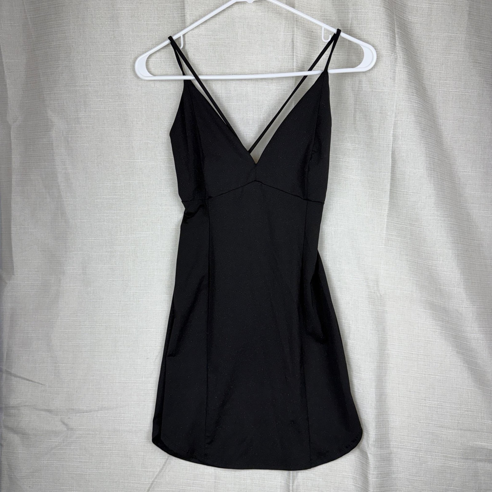 y2k Windsor Dress Womens Medium Black V Neck Slip Spaghetti Strap Mini Party