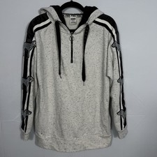 VS Victoria s Secret Pink Sherpa Lined Hoodie Womens M Gray Sequin Dog Pullover