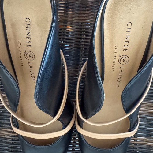 Chinese Laundry Black Pointed Toe Mules Heels Strappy Slip On Shoes - Picture 5 of 5