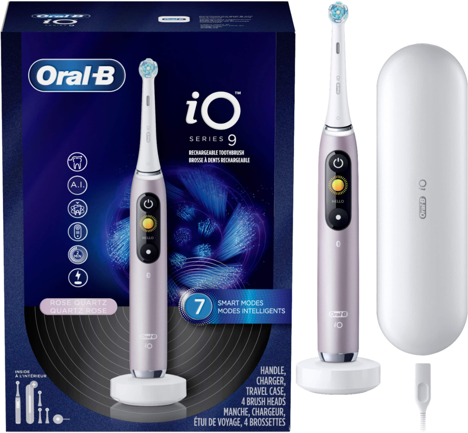 Oral-B Подключаемая аккумуляторная электрическая зубная щетка iO Series 9 розовый кварц