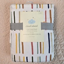 Cloud Island Fitted Crib Sheet Colorful Dash Marks 28" x 52" Fits to 6" Deep NWT