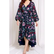 $328 NWT TULAROSA Cora Wrap Dress, Midnight Floral, Medium