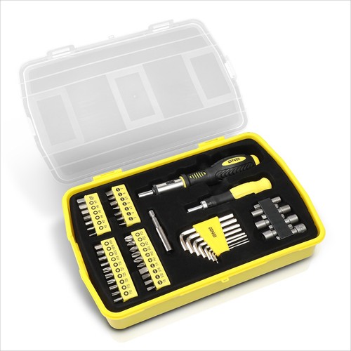 51 Pcs Household Hand Toolbox Magnetic Screwdriver Bit kit+Organizer Case Yellow - Picture 5 of 7