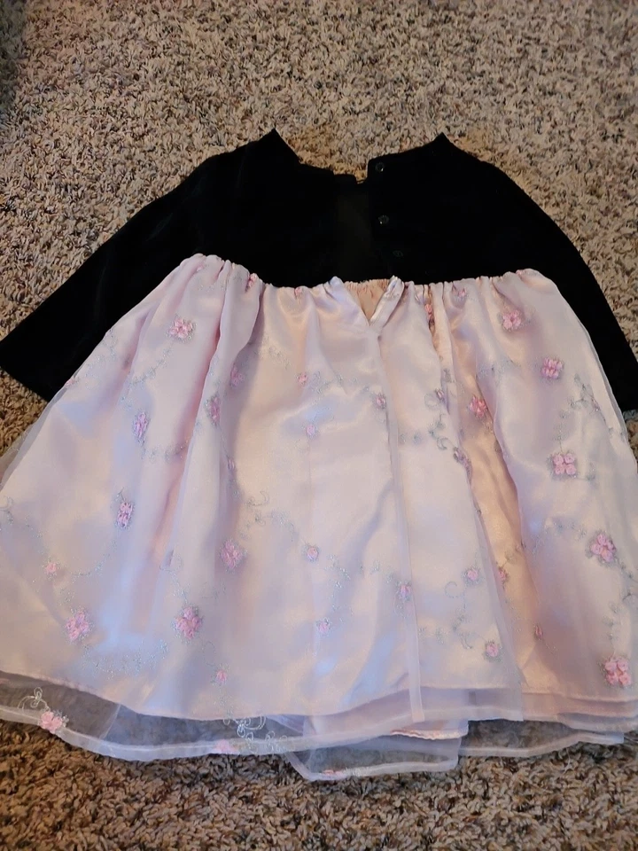 Vestido de fiesta Wonder Kids rosa y negro de terciopelo talla 18 meses     (bxC) Foto 3 de 4