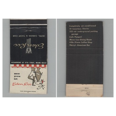 Matchbook Cover Eden Roc Hotel Cabana & Yacht Club Miami Beach FL