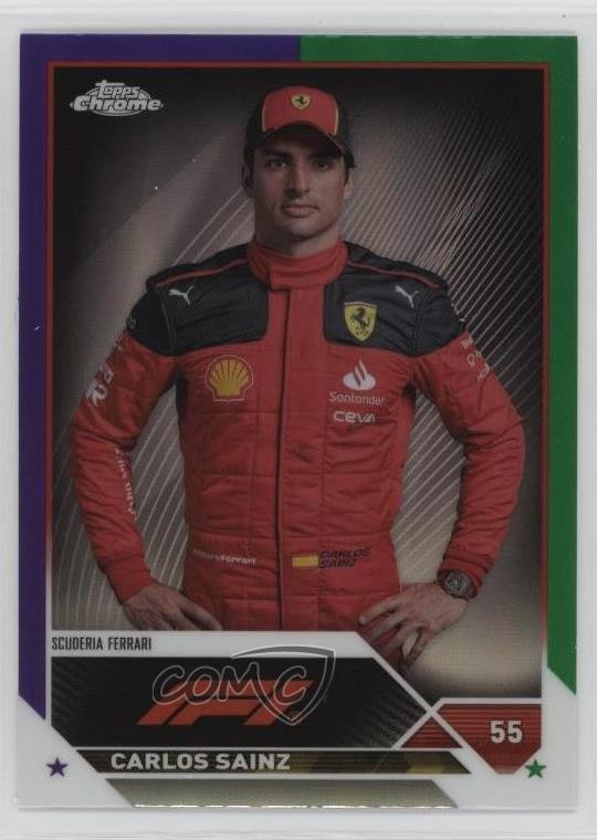 2023 Chrome Formula 1 F1 Drivers Purple Green Refractor Carlos Sainz Jr #17 14md