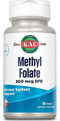 KAL Methyl Folate 800 mcg DFE, 5-MTHF Active Form Vitamin B9, Folic Acid Heart