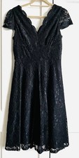 JOLIE MOI BLACK STRETCH LACE CAP SLEEVE FIT AND FLARE DRESS UK12 WORN ONCE
