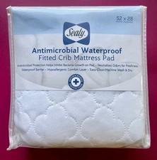 High Quality SEALY Antimicrobial Waterproof Fitted Crib Mattress pad 52x28 NEW!