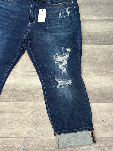 Judy Blue NWT Size 22W/40 Mid Rise Distressed Bleach Splash Boyfriend 82198 SALE - Picture 4 of 15