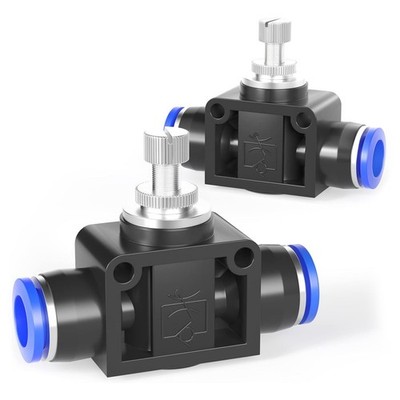 Air Flow Control Valve with Push-to-Connect Fitting, in-Line Speed Controller...