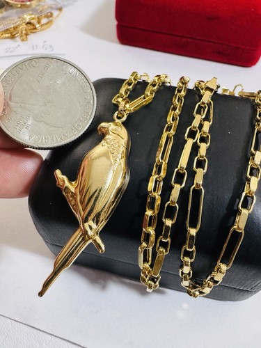 New Pure 18K 750 Dubai Real Gold Women’s Bird Necklace 18” Inch 7.2g 3.2mm - Picture 15 of 23