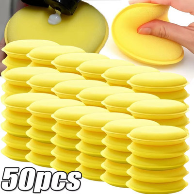 Yellow 50PCS Car Waxing Polish Sponges Foam Applicator Pads Detailing Tools