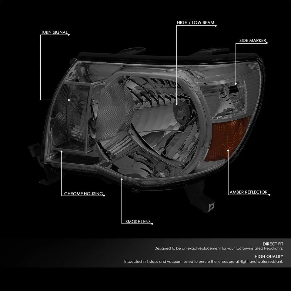 PARA 05-11 TOYOTA TACOMA CARCASA AHUMADA ÁMBAR FAROS ESQUINEROS LÁMPARAS DE REPUESTO Foto 2 de 4