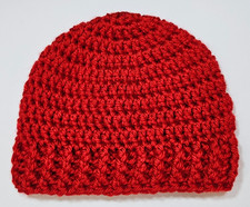Beanie Baby Unisex Boy or Girl Newborn 0-3 Months Handmade Cap Hap Solid Red