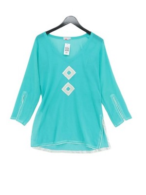 Coco Bay Women's Top M Green 100% Cotton Long Sleeve V-Neck Tunic