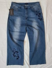 See And Be Seen Jeans Plus Size 20 3x Floral Embroidered New Denim Blue Boyfrien